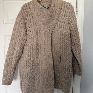 Aran Crafts Cowl Neck Cable Knit Sweater - Cream